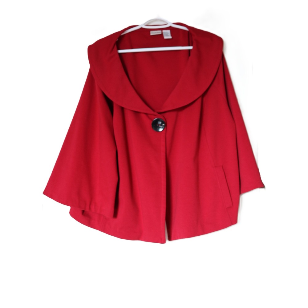 Newport News VTG Red Cape Jacket Portrait Collar Single Button Plus Size 24W